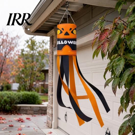 Halloween Party Decor 39 Inch Windsock Flag, Cartoon Ghost Flag Windsock, Waterproof Weather Resistant Hanging Ornament for Outdoor Garden Yard Porch