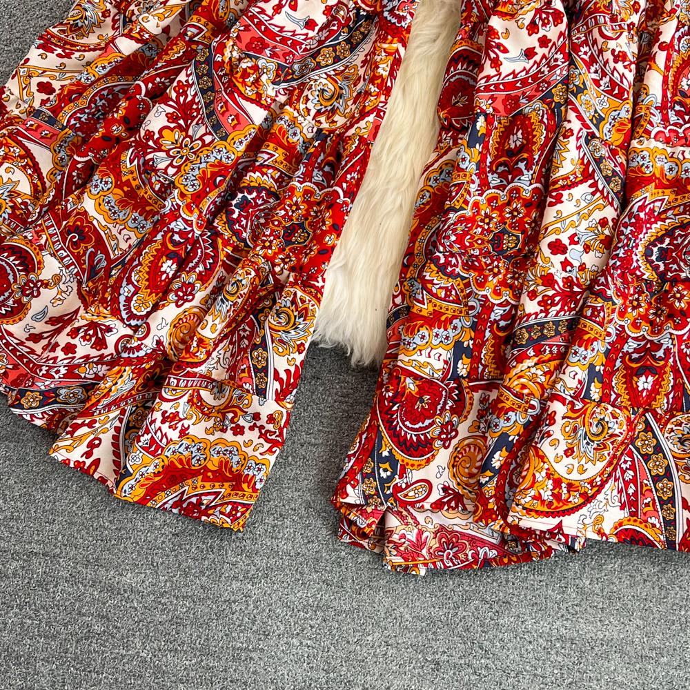 Summer Bohemian Vacation Beach Pants Elegant High Elastic Waist Wide Leg Printed Trouser Casual Flare Fladas New Fashion