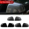 New 1Pair Car Side Door Mirror Cover ABS Rearview Paste Cover For Tesla Model 3 Model Y 2021-2024 Auto Exterior Accessories