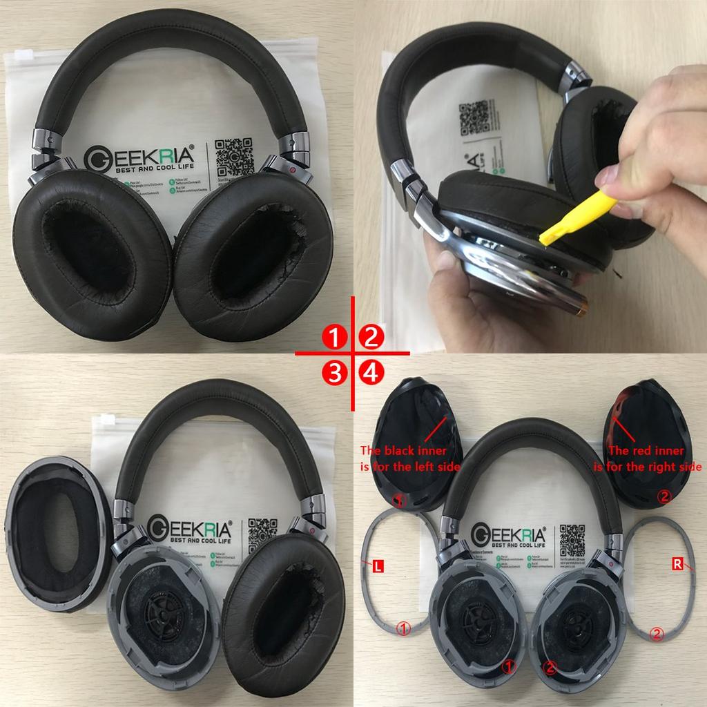 Geekria QuickFi Совместимые амбушюры для наушников Sony MDR-1A и MDR-1ADAC (Белковая кожаЧерный)
