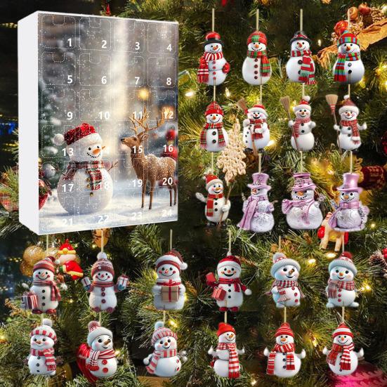 Рождественский снеговик Адвент календарь 24 мини снеговика подвесные украшения обратный отсчет на Рождество