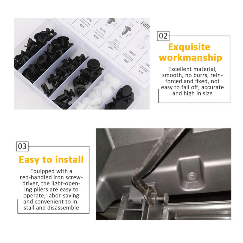 100 шт. автомобильных зажимов для крепления автомобиля, 6 размеров, набор фиксаторов для обшивки дверей, заклепок с инструментом для разборки