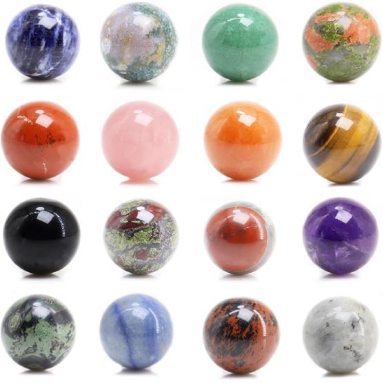 Сферы из драгоценных камней, Смешанные, 6 шт., Маленькие шарики-фигурки 30 мм, Сферы из натурального хрусталя, Круглые шары, Каменные шары, Декоративные шары для декора комнаты