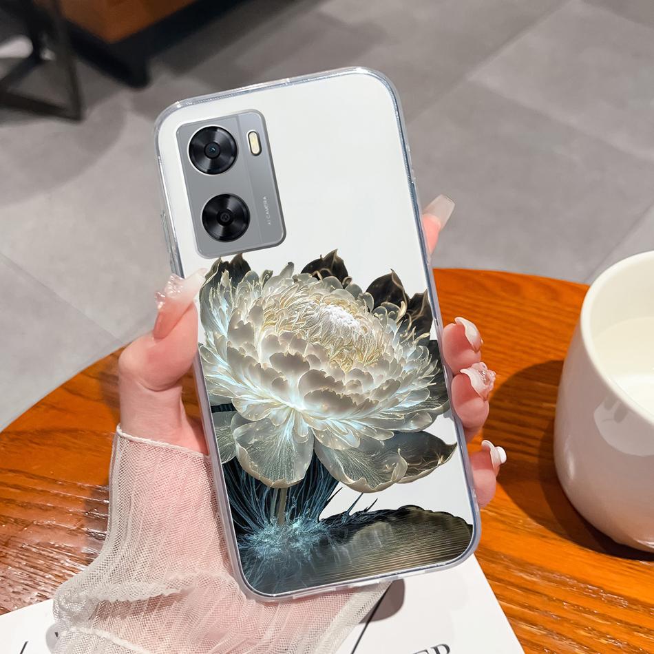 For Oppo A77 A77S Phone Case Colorful Flowers Patterns Back Cover For OppoA77 A77 S 2022 Soft TPU Transparent Silicone Bumper