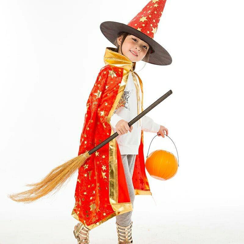 Children Hooded Princess Cloak Witch Robe Cape Floorlength Halloween Costume