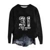 Women's Fashion Round Neck Pullover Top Long Sleeve Tee Printed Sweatshirt
