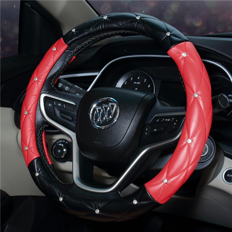 Diamond Inlaid Steering Wheel Cover for Women - Stylish Car Interior Accessory