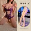 Hollow and thin sexy underwear sexy onesie temptation strap perspective lace free purple