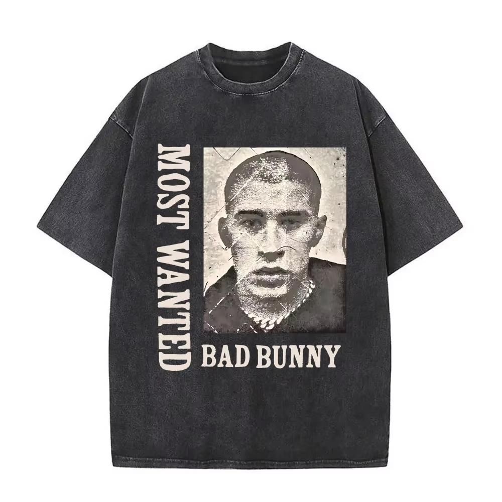 Графическая футболка рэпера Bad Bunny Debi Tirar Mas Fotos DTMF Стирка Винтажная футболка Мужская Женская Хип-хоп Мода Оверсайз Футболки