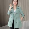 Women's Jacket Spring Long Sleeves Stand Collar Casual Windbreaker Female Double-breasted With Belt Outerwear