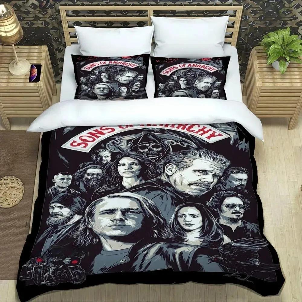 Sons Of Anarchy Retro Bedding Set Soft Comforter Cover With 1/2pcs Pillow Shams For Kids Adults Microfiber Quilt Cover