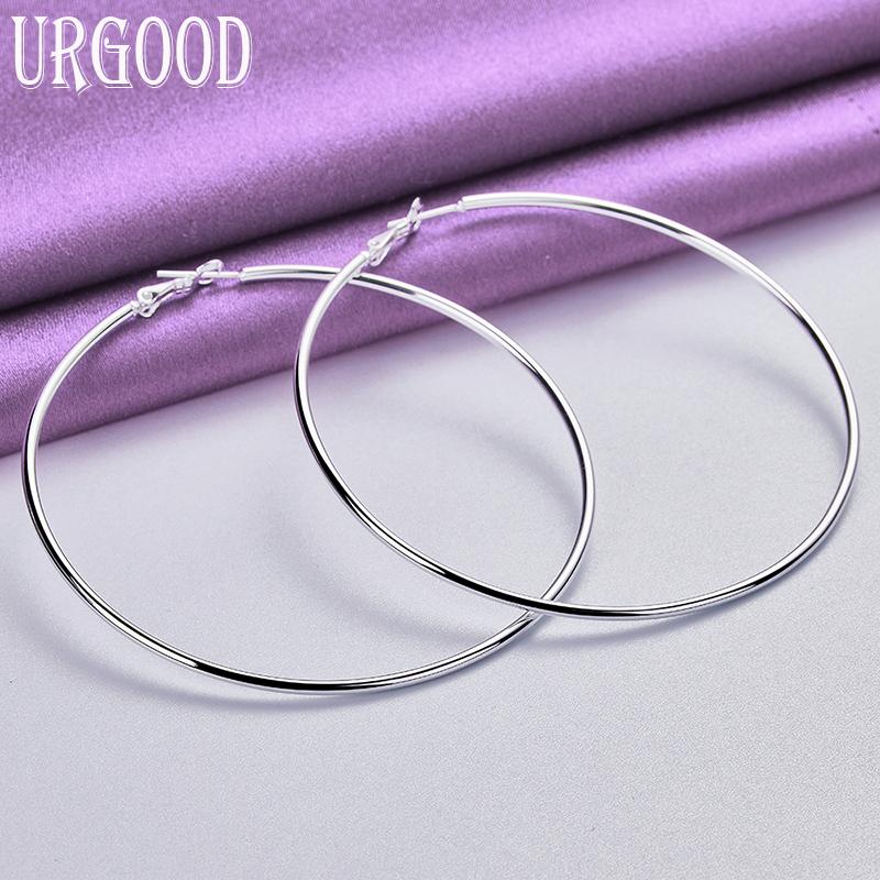 Серьги из стерлингового серебра 925 пробы, гладкие, 50/60/70/80 мм, свадебные украшения с подвесками