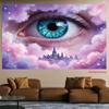 2D Aesthetic Dreamy Backdrop, Giant Eye with Pink Purple Clouds Banner