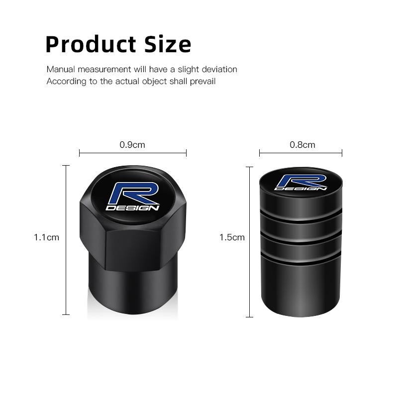1Set Car Styling Metal Wheel Tire Valve Caps Dust Accessories For Rdesign Volvo V50 AWD XC40 Polestar V60 S90 V70 S40 S70 T6 S80
