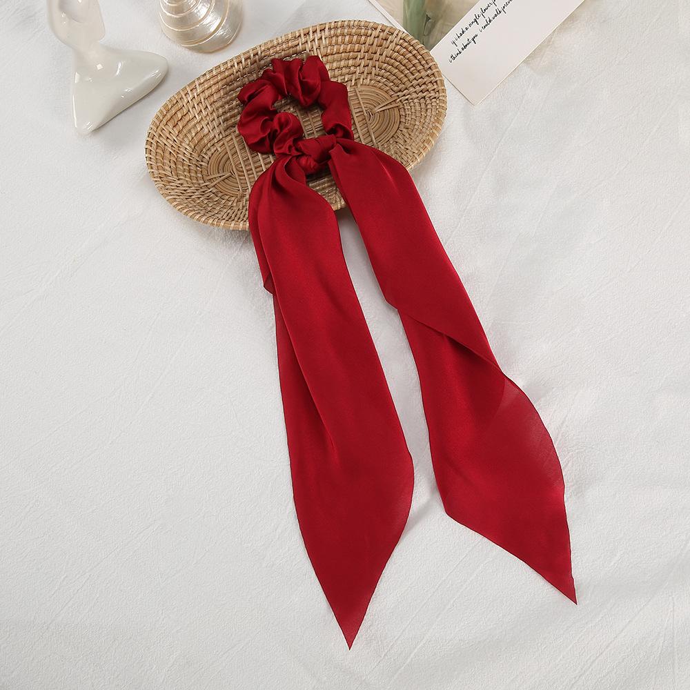 Модные женские резинки-скранчи с лентами, эластичные резинки для волос, бант-шарф, однотонная повязка на голову для девочек, дамские резинки для волос, завязки, аксессуары для волос