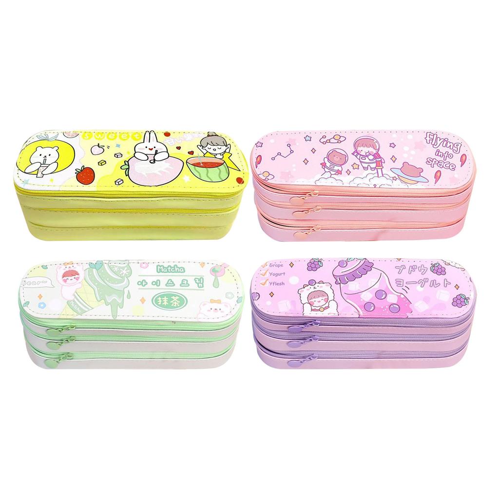 Большой пенал многоцелевой милый стильный 3-слойный пенал большой емкости с расписанием занятий