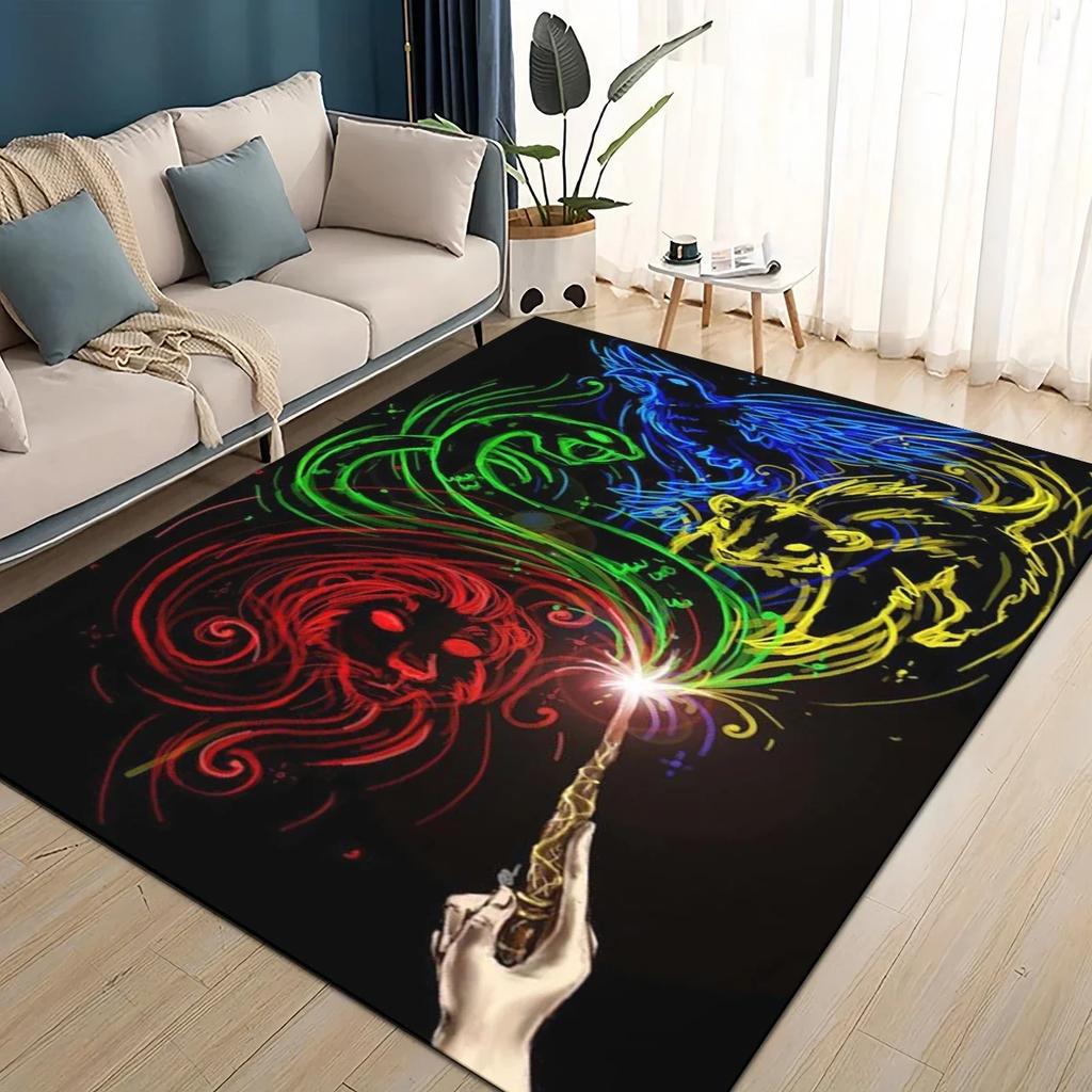 3D H-Hogwarts Magic Sign Gift Rug Carpet for Living Room Bedroom Home Decor,kids Play Non-slip for Sofa Doormat