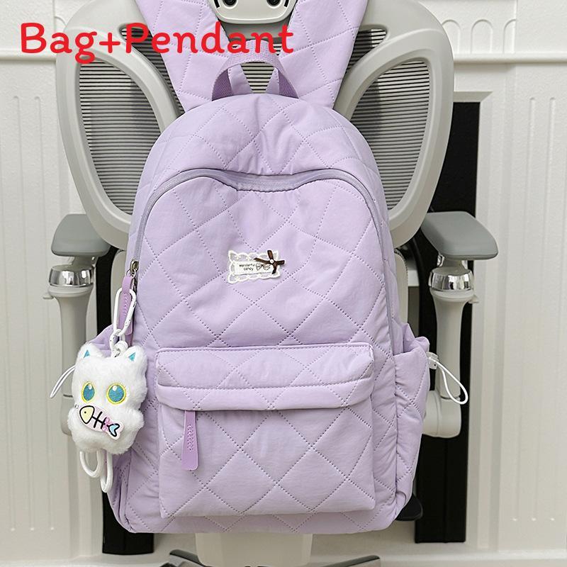 Nylon Quilted Backpack For Women With Butterfly Pattern And Lightweight Design For Daily Use