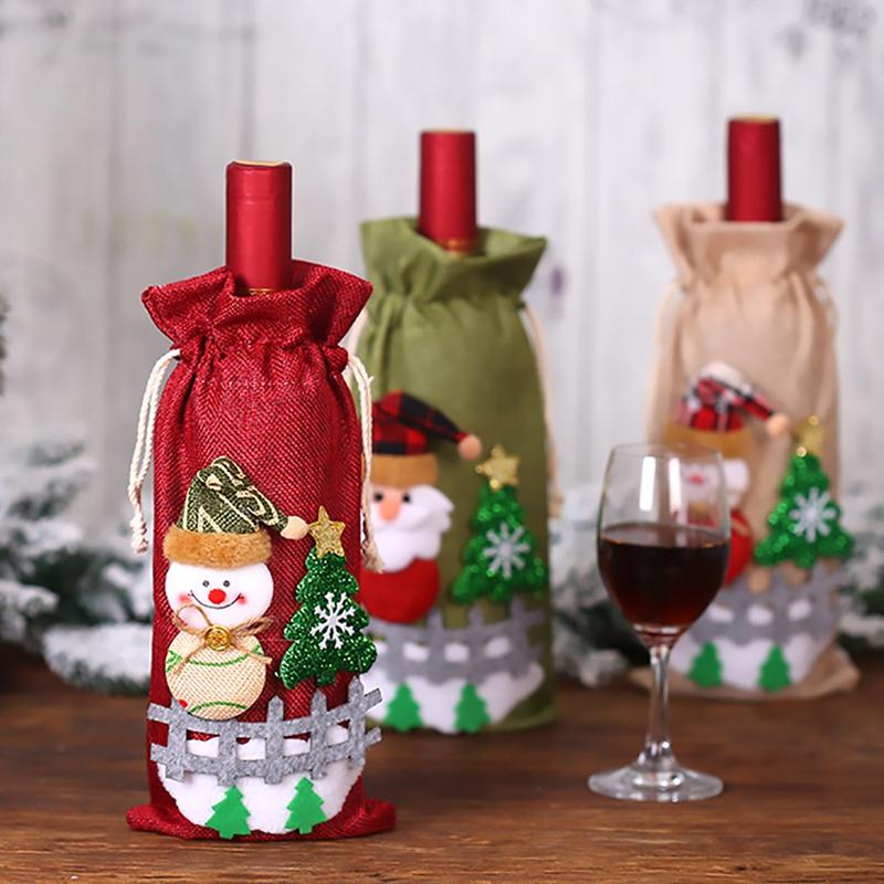 New Year Wine Bottle Cover Merry Christmas Decor For Home Christmas Table Decor Gift