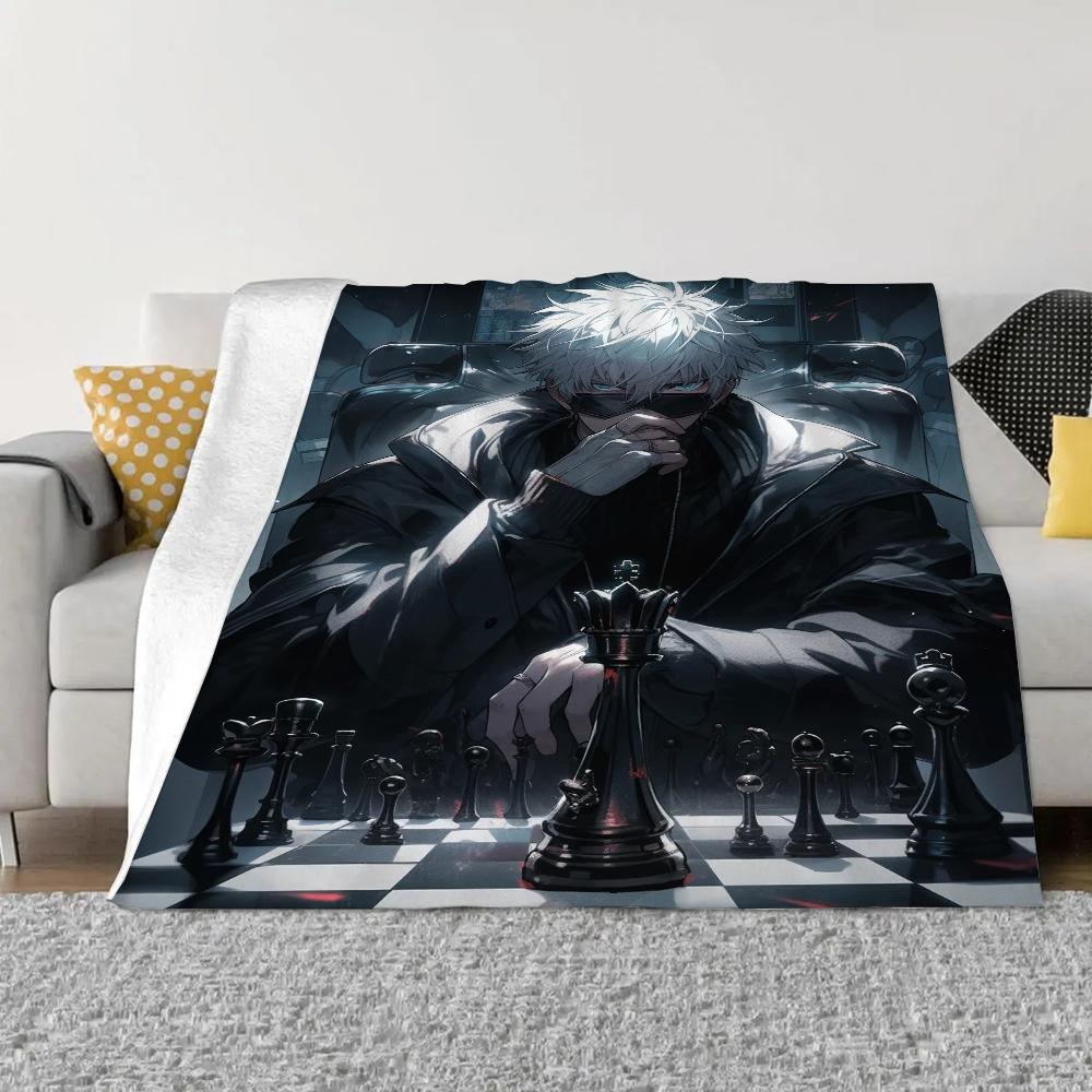 Jujutsu Kaisen-Gojo Satoru Bed Throw Blanket for Sofa Luxury Bedding Fluffy Plaid Custom Blankets King Size Home Interior Knee &