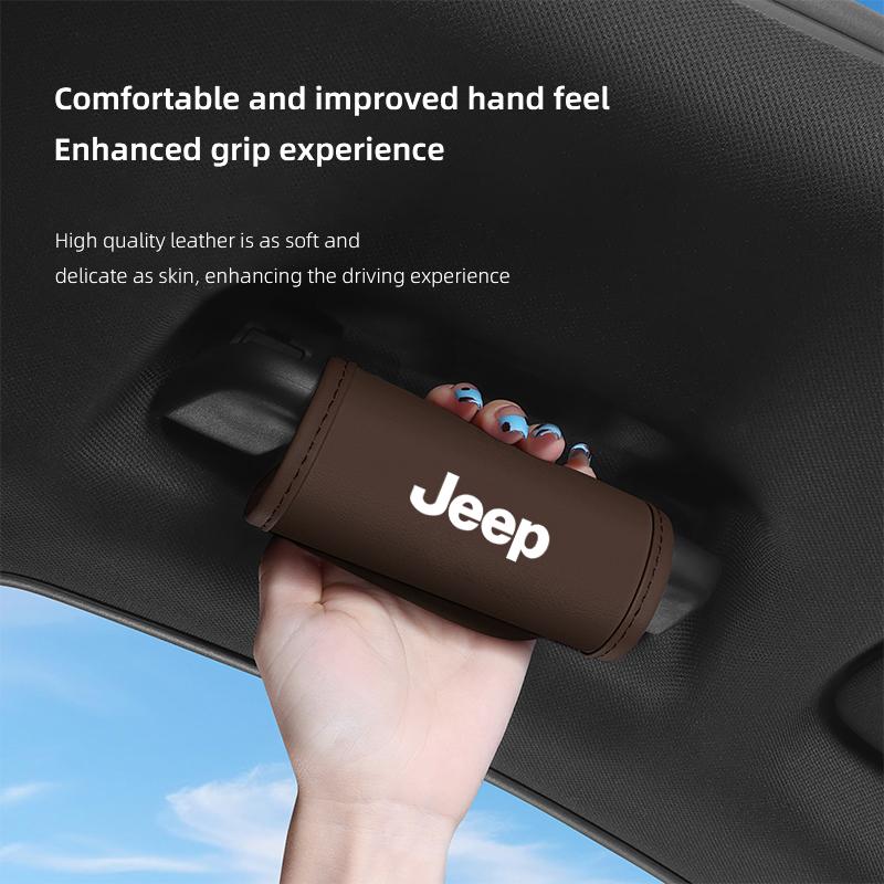 2Pcs Car Roof Handle Cover Armrest Covering Interior Accessories For Jeep Grand Cherokee Wrangler JK Gladiator Compass Renegade AKU1