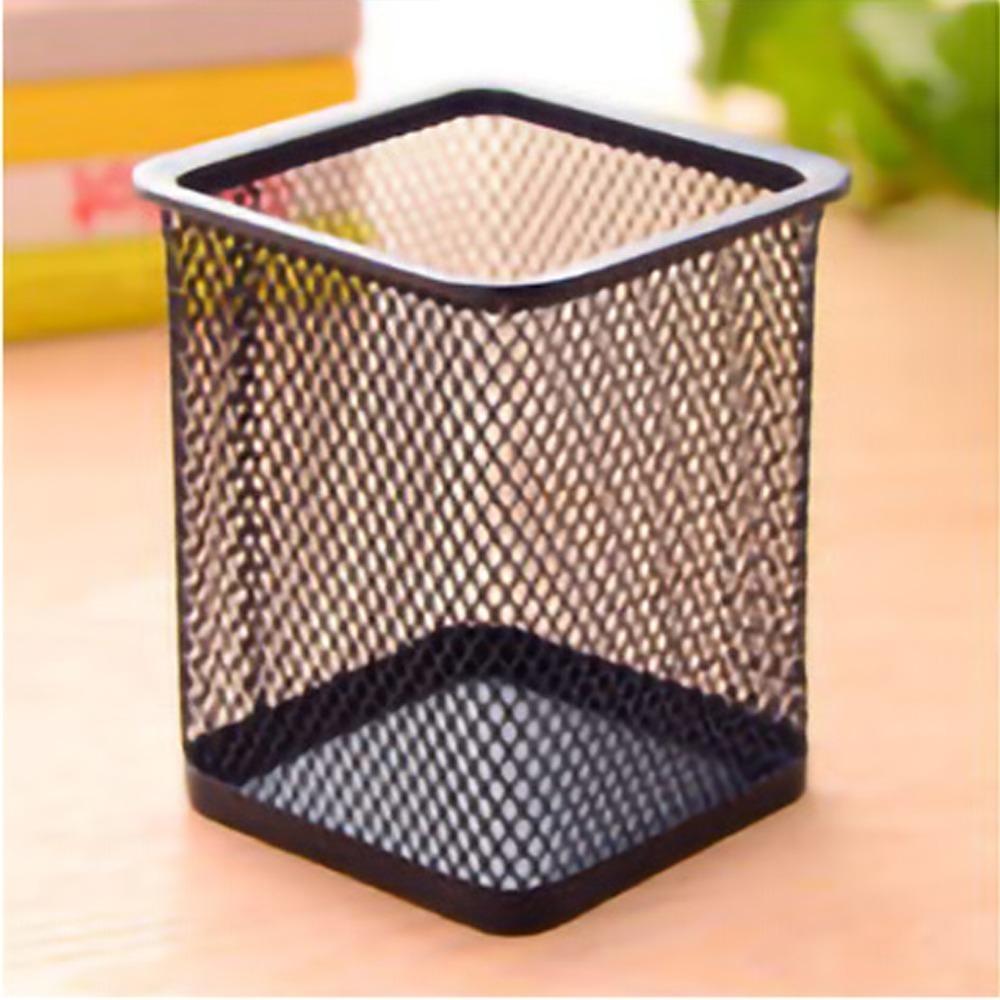 2 pcs Solid Structure Storage Bucket Metal Square Storage Tube Desktop Organizer Office Desktop