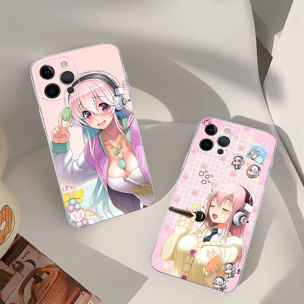 Классический Виртуальный Певец Super S-Sonico Чехол для Телефона Для IPhone 17 16 15 14 13 11 12 Pro Max 16 Plus Прозрачный