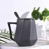 Cup Mug Simple Geometric Polyhedron Ceramic Covered Spoon Coffee Cup Couple Cup Drinking Water Mug Nordic Style