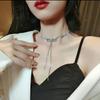 Elegant Tassel Geometric Pendant Chain Woman Clavicle Choker Neck Jewelry Korean Necklace Crystal