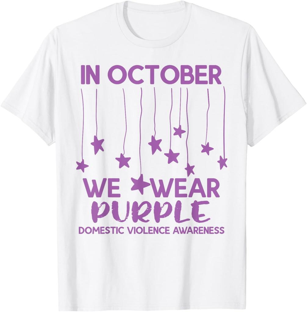 Domestic Violence October Wear Purple Stars Unisex T-Shirt