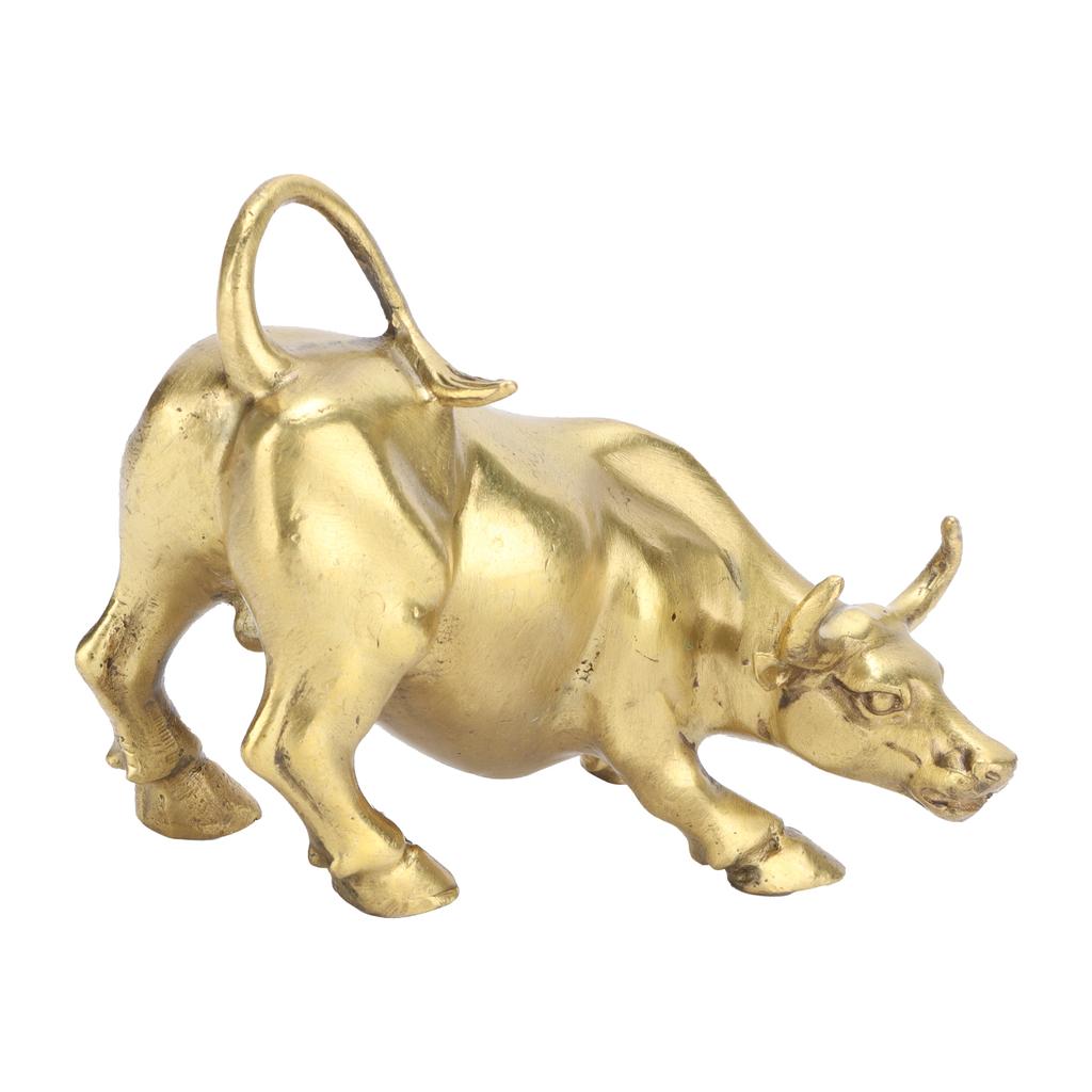 Wall Street Copper Bull Brass Animal Statue Artwork Desktop Decoration for Office Bedroom Bookshelf