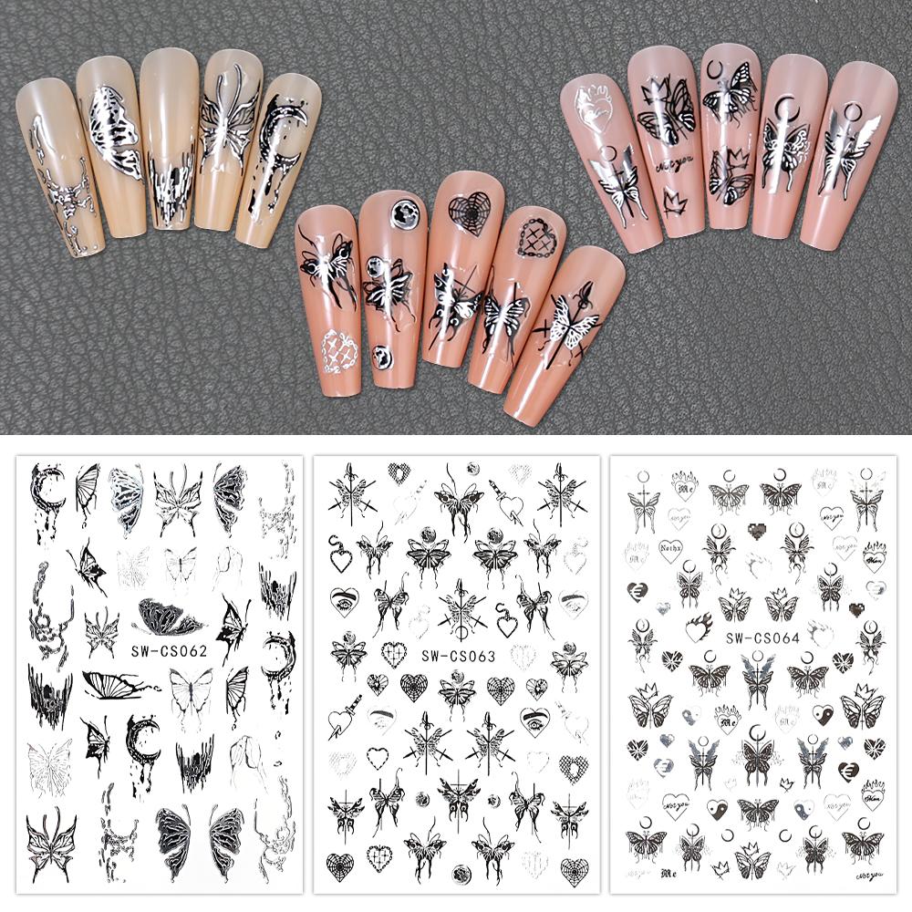 1PCS Dark Butterfly Nail Art Stickers