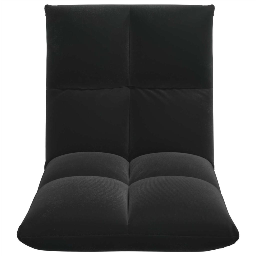 Adjustable Floor Footstool Black Velvet