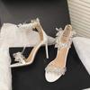 Fashion Crystal Heels Women Clear Pump Shoes 2024 Summer Bling White High Heels Sandals Female Transparent PVC Sexy Wedding Shoes