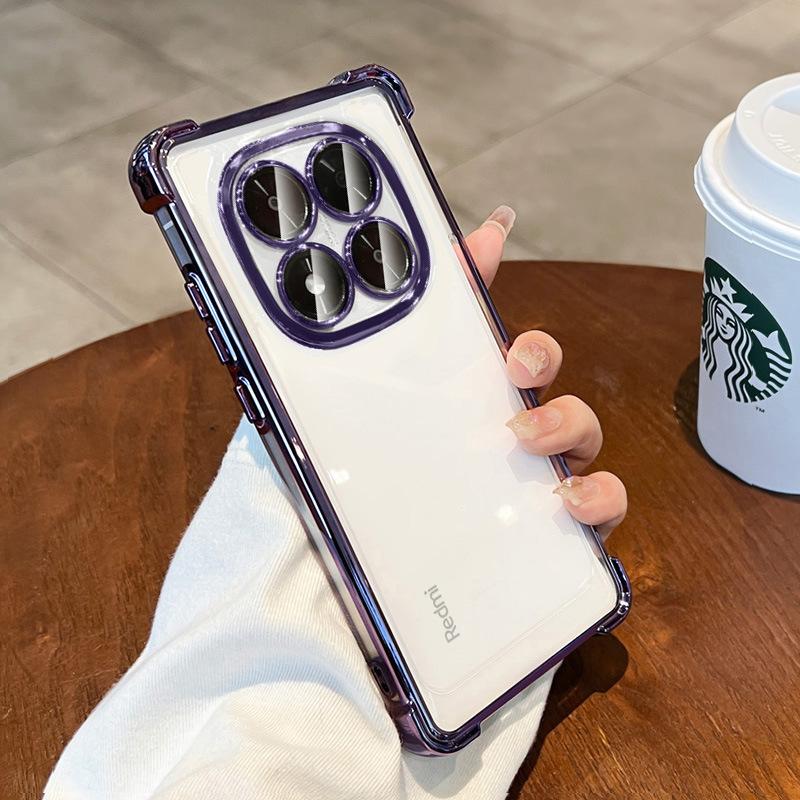 Применимо к чехлу для мобильного телефона Redmi note14Pro со встроенной защитной пленкой для камеры, чехол для Redmi note13, гальванизированный, прозрачный, мягкий, противоударный