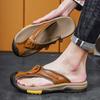 Luxury Designer 2024 New Genuine Leather Mens Shoes for Men Summer Sandals Footwear Slippers Fashion Flip Flops Large Size 38-46