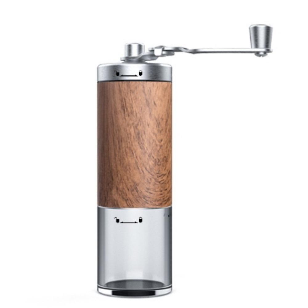 Кофемолка из нержавеющей стали с ручным управлением и щеткой, точная регулировка степени помола, деревянная ручка с конической жерновами, черная