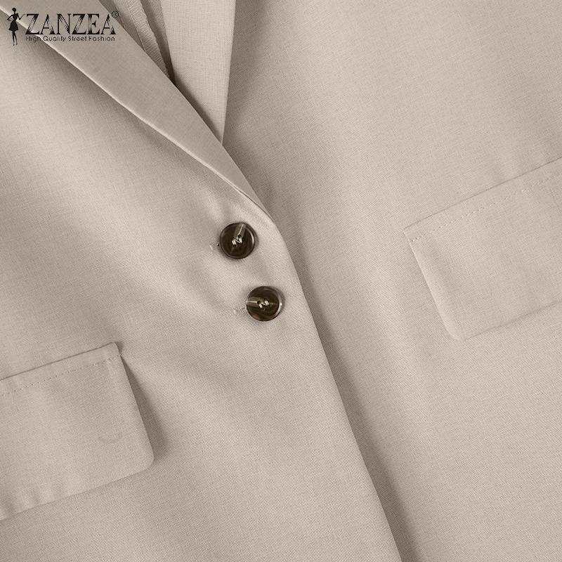 ZANZEA Женский повседневный тонкий кардиган с зазубренными лацканами и длинным рукавом