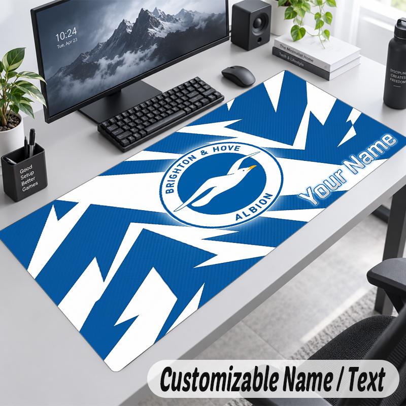 Custom Name Text Mouse Pad Brighton & Hove Albion Football Personalized Desk Pad For Work And Gaming