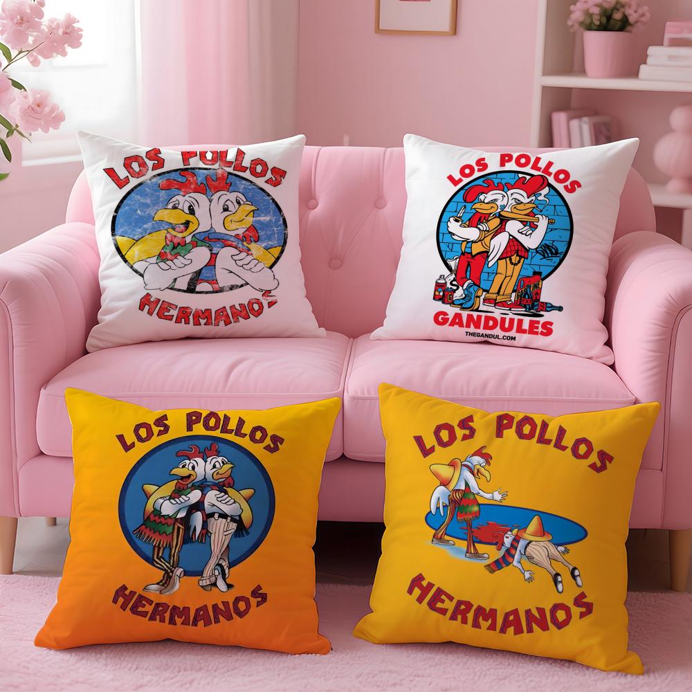 Чехол на подушку Los Pollos Hermanos Плюшевая ткань Мягкий Двусторонний печатный чехол для диванной подушки Стойкий к выцветанию Домашний декор Подарок