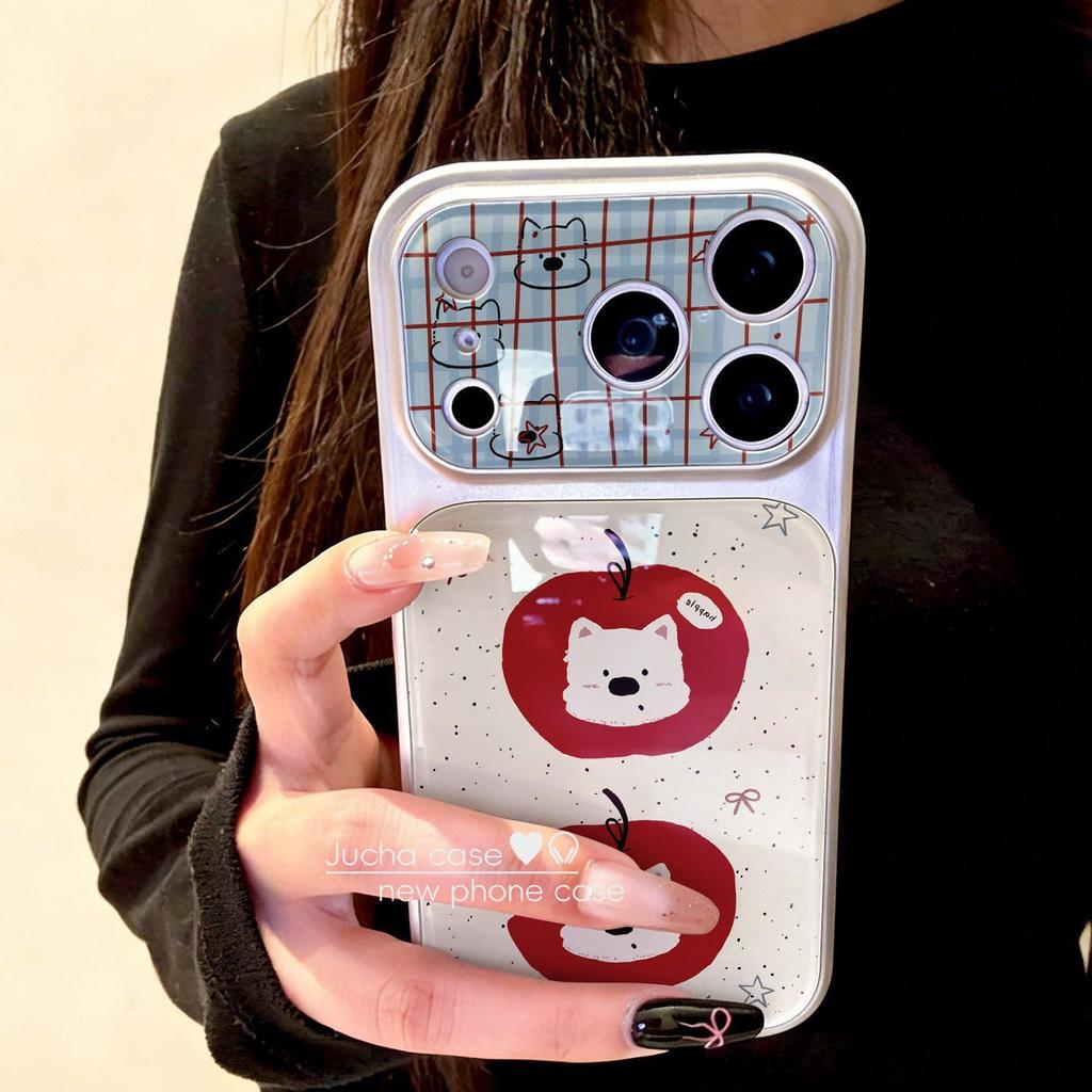 Apple Stripe West Highland Suitable for iphone16promax Apple 17 Electroplating Windows Epoxy Double Stick Mobile Phone Case