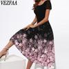 Женская мода лето-весна с цветочным узором и принтом с коротким рукавом и квадратным воротником, повседневные платья со средней талией