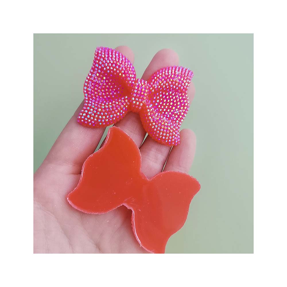 100pcs Flat Back Resin AB Color Bows Bowknot Flatback Cabochons Scrapbooking for Phone Decor DIY Hair Bows Center Accessories