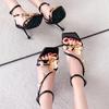 Fashion Elegant Square Toe High Heel Sandals Women's Summer Shoes Metal Flower Decoration High-heeled Sandals Mules Slides