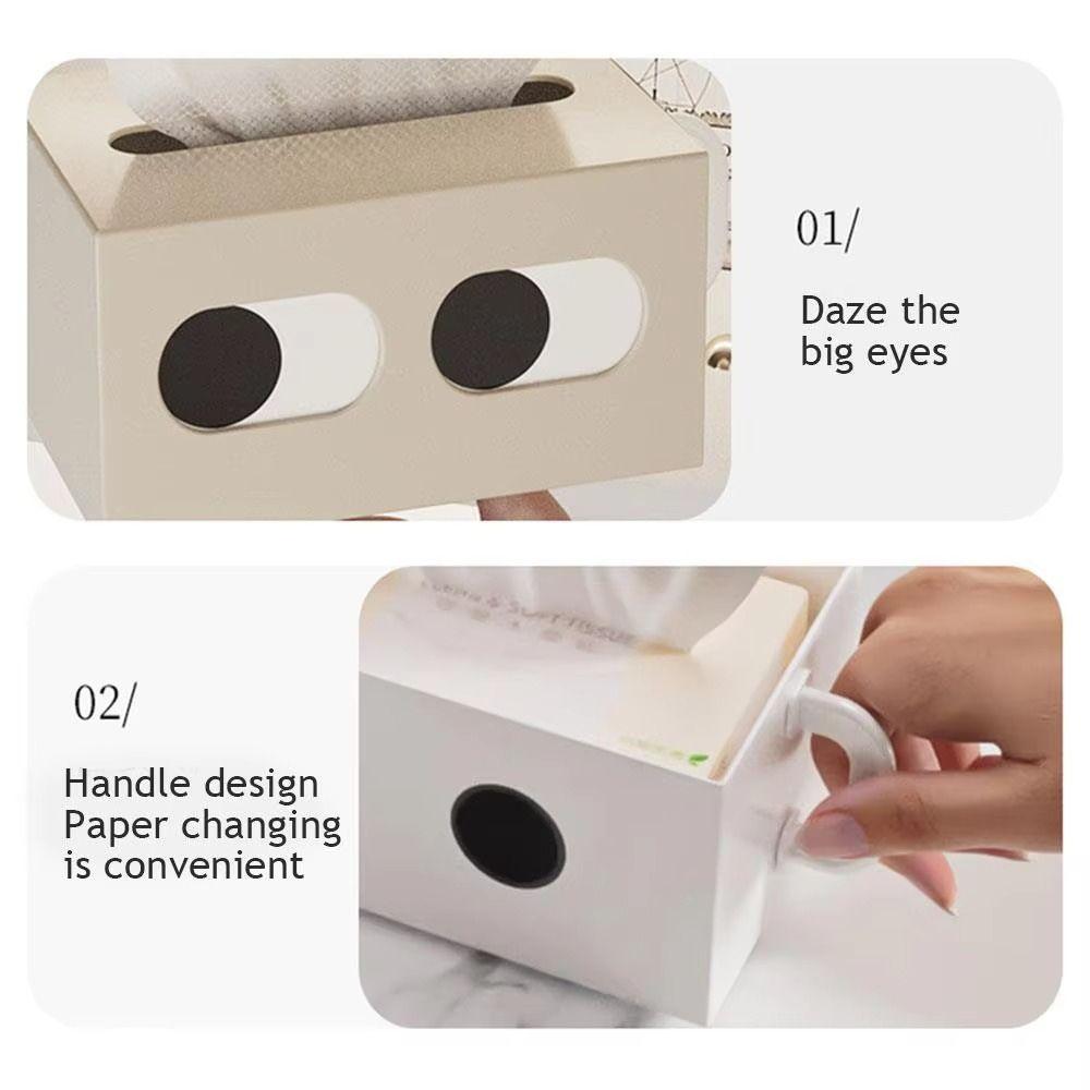Funny Expression Cartoon Tissue Box Rectangle Shape Desktop Tissue Case Bathroom