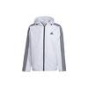 Adidas Solid Color Three-Stripe Print Logo Zip Hoodie Jacket Men Outerwear White IB0382