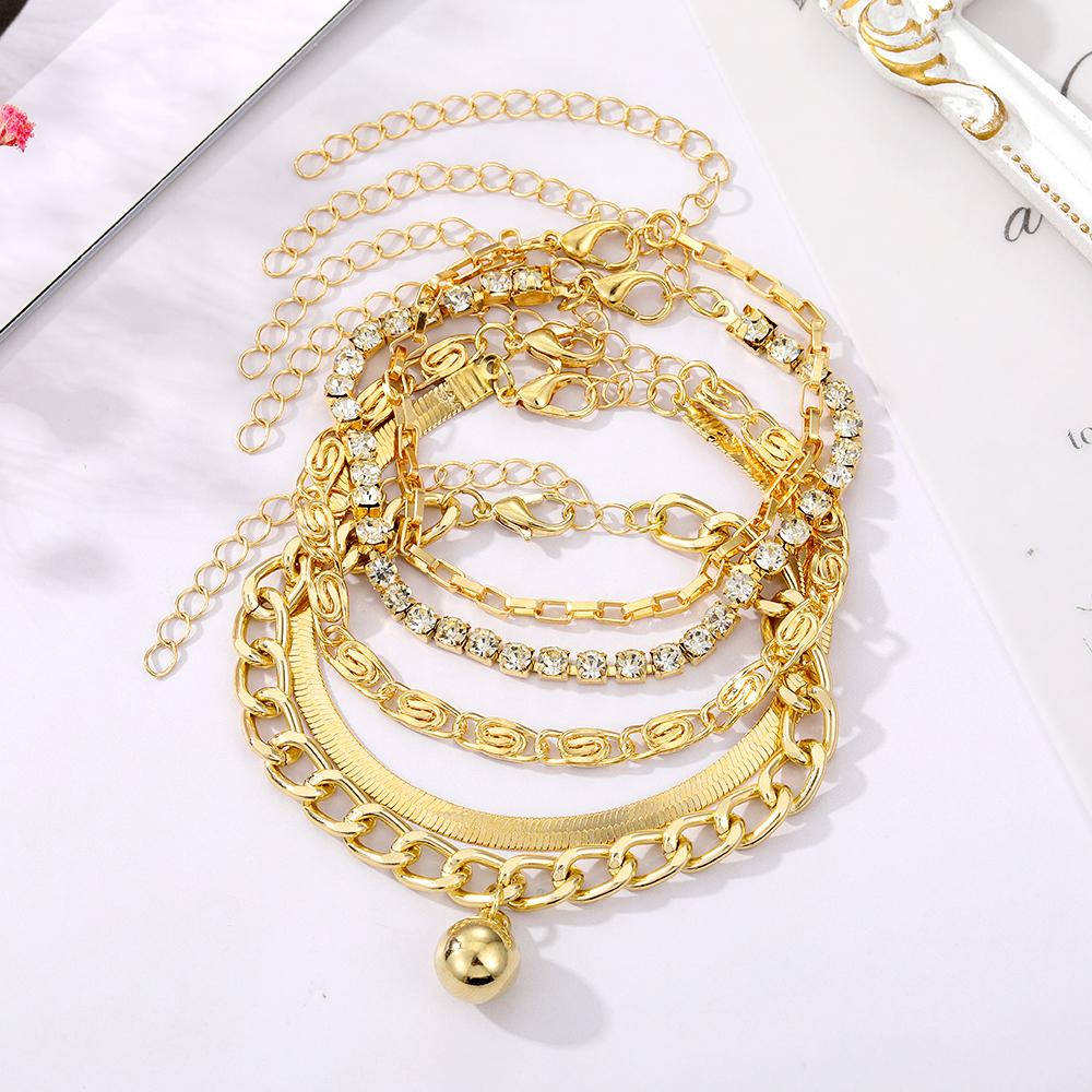 Комплект ювелирных изделий из 5 шт., элегантный браслет, роскошный блестящий браслет, комплект из 5 предметов, женский модный элегантный простой комплект браслетов для девочек