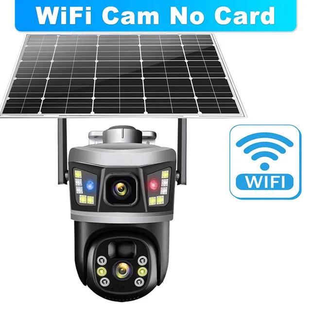 12MP 6K WiFi Solar Outdoor Wireless Lens Dual Screen PTZ Security Camera Auto Tracking Smart CCTV Video Surveillance
