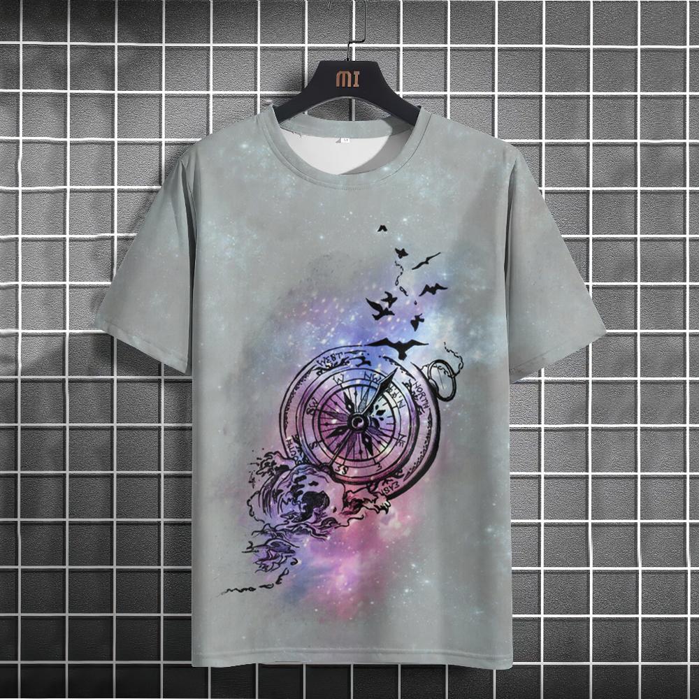 Футболка с принтом для мужчин с рисунком компаса, топы с коротким рукавом, летняя новая повседневная мужская одежда, модная повседневная уличная одежда, футболки, топы