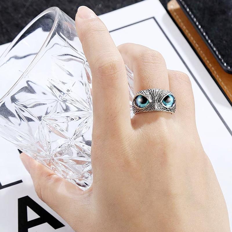 Demon Eye Owl Ring for Women and Men Can Wear Opening Adjustable Ring Retro Animal Ring ADM